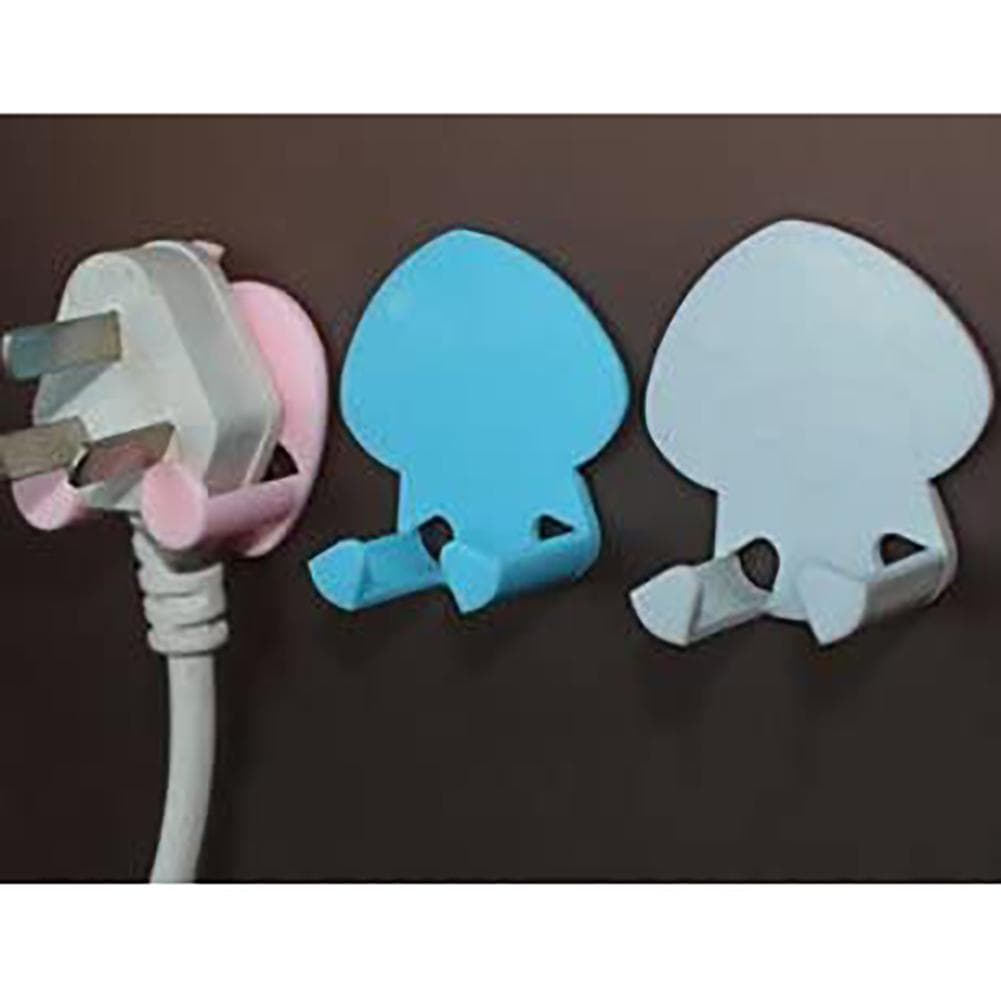 Multi functional Wall Plug Holder Self Adhesive Storage Hook Home Kitchen Hanging Decor White white