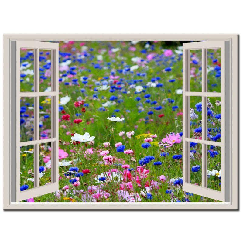5D Diy Diamond Painting Scene Window Embroidery Full Round Drill Cross Stitch Flower Rhinestone 20X30CM