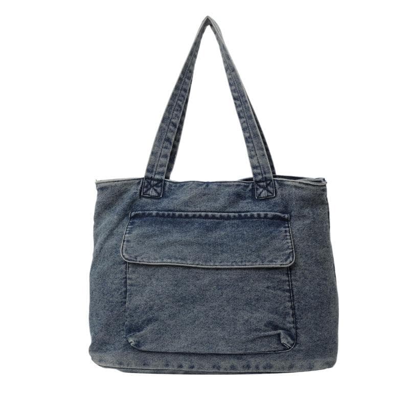 Denim Bag Large Capacity Shoulder Bag Commuter Tote Bag Women's Underarm Bag blue