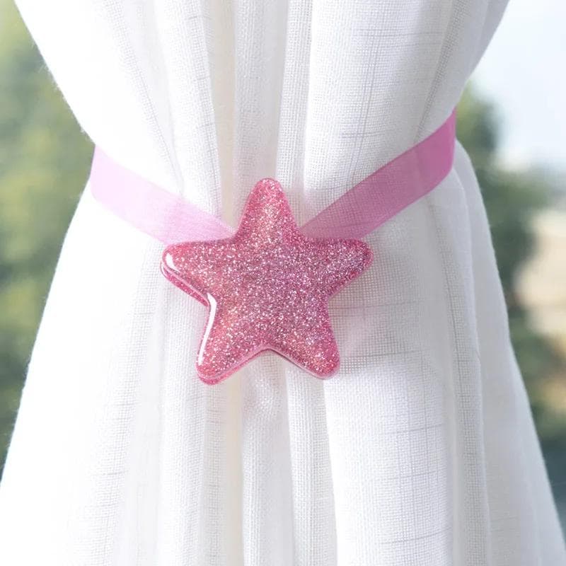 Magnetic New Pentagram Curtain Tie Rope Tieback Accessoires Backs Holdbacks Buckle Clips Hook Holder Home Decor Curtain Ring 1 PCS pink