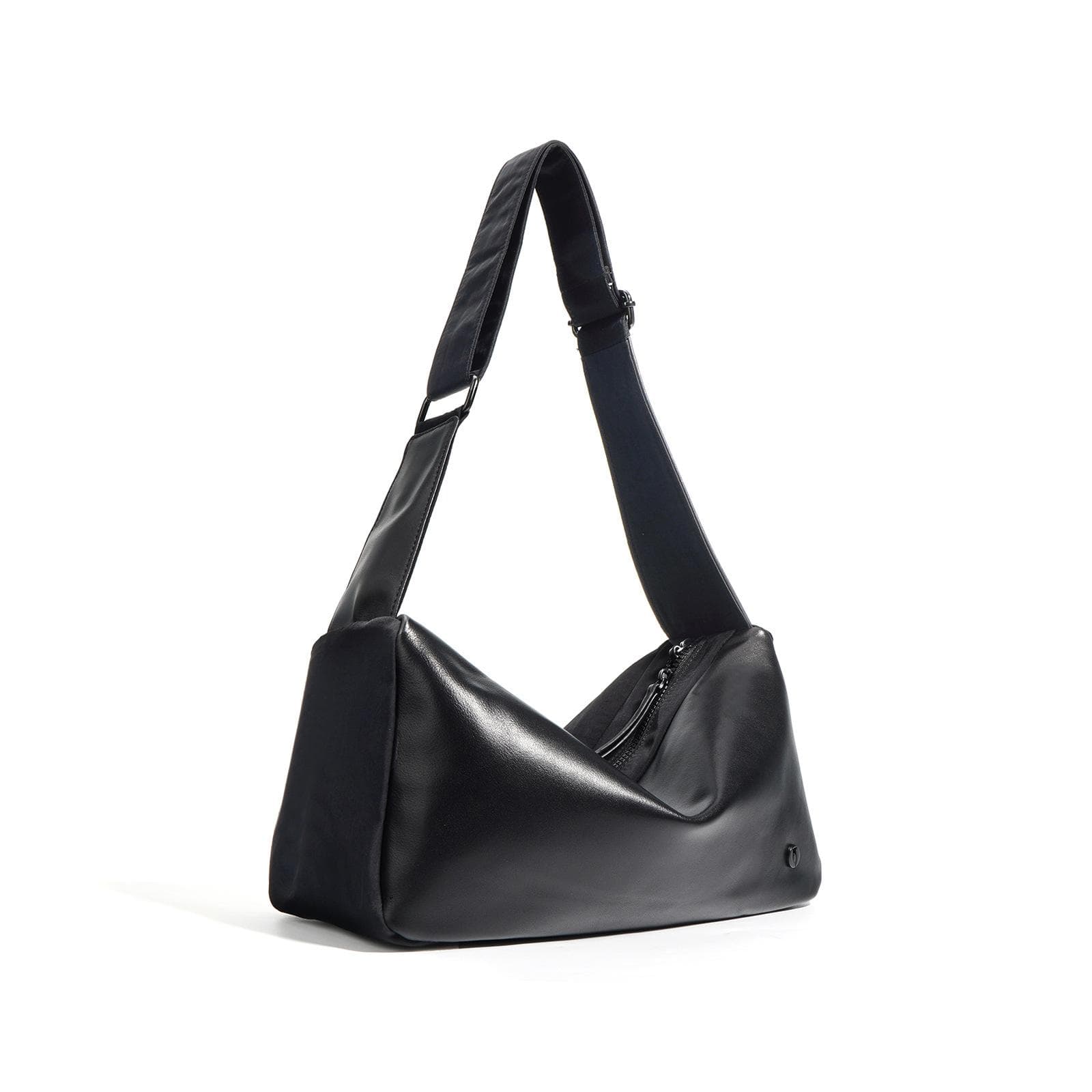 Soft Leather High-end Retro One-shoulder Slant Cross-span Men and Women Bag Large Capacity Pillow Neutral Shoulder Bag black