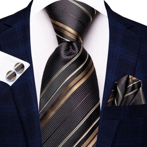 Hi-Tie Mens Silk Necktie Set Striped Paisley Solid Tie Pocket Square Cufflinks N-3768