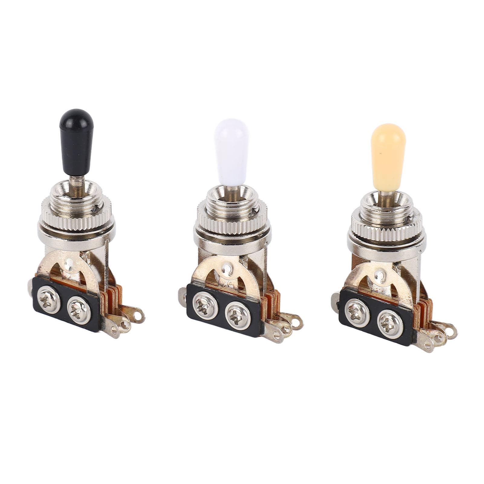 3pcs 3 Way Guitar Toggle Switches Short Straight Switch with Black White Cream Tips for Electric silver