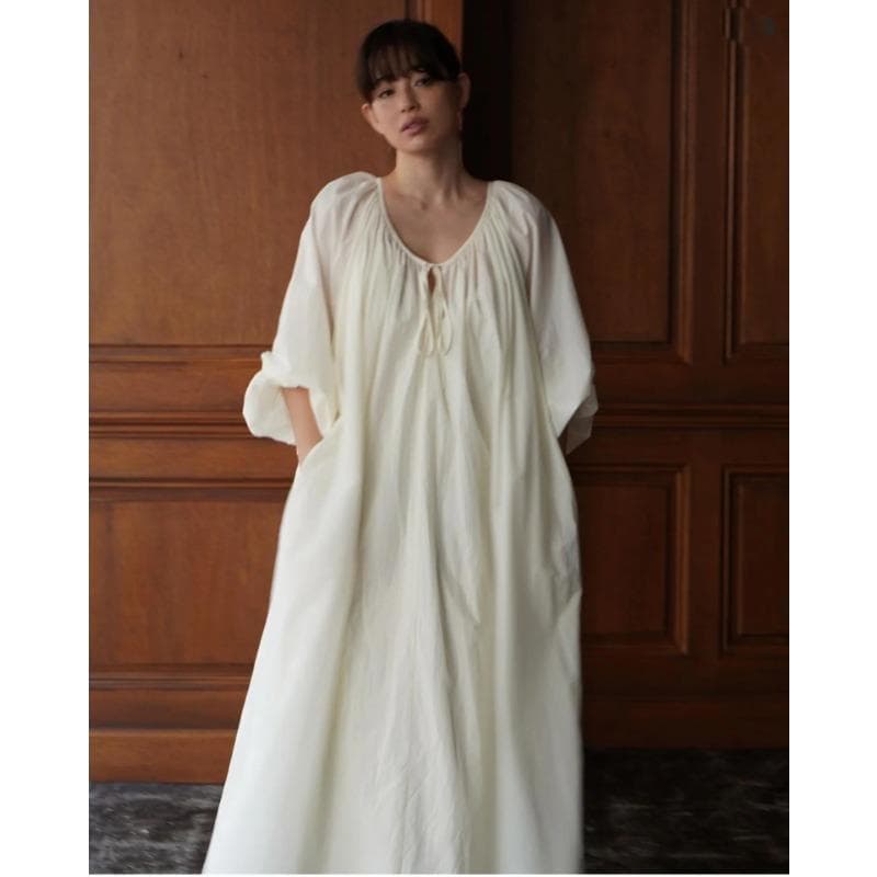 Women's Loose Nightgown Lace Long Sleeve Solid Color Women's Pajamas Backless Spring and Autumn Oversized Nightgown for Women M white