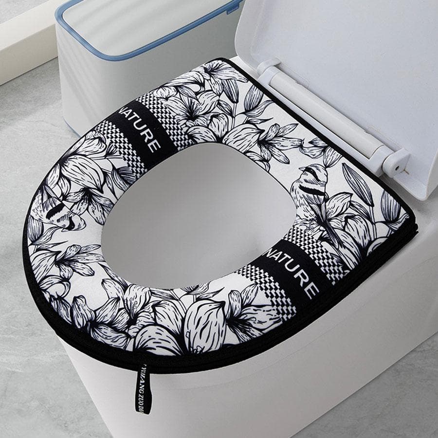 1Pcs Thickened Toilet Seat Zipper Toilet Cover Cartoon Universal Waterproof Toilet Cover Simple Universal Waterproof Toilet Seat PadToilet Heating Pad black