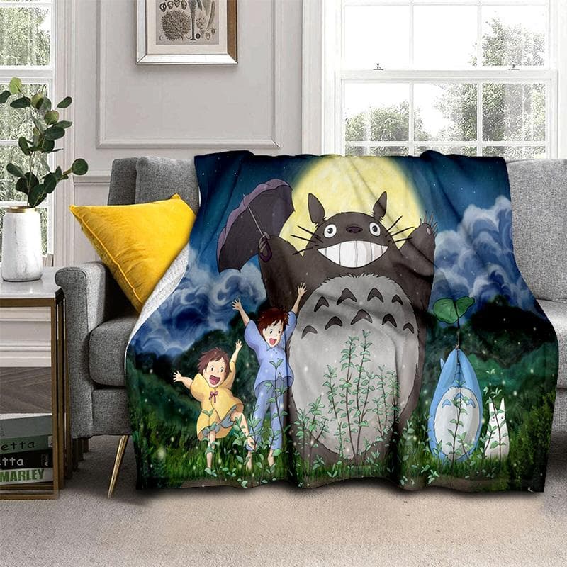 My Neighbor T-Totoro Anime Cartoon Blanket,Soft Throw Blanket for Home Bedroom Bed Sofa Picnic Travel Office Cover Blanket Kids 75cm x 90cm