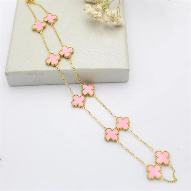 New 10 Flowers Four-Leaf Clover Necklace Light Luxury Fashion Flower Pendant Ladies Collarbone Chain