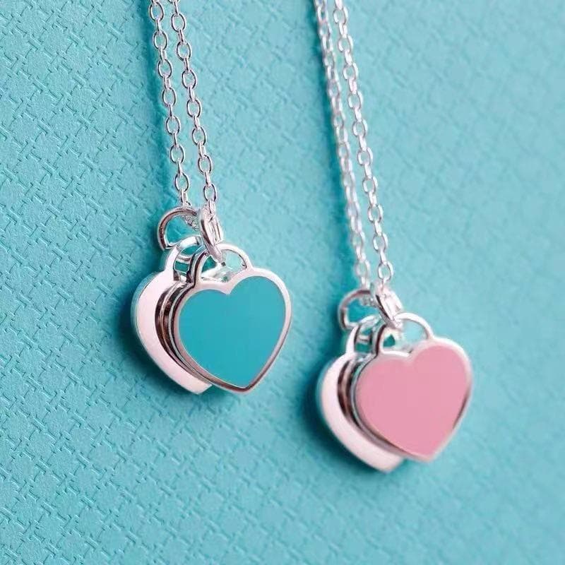 Yibaijia T-Home Love Necklace 925 Sterling Silver Red Heart Enamel Pendant