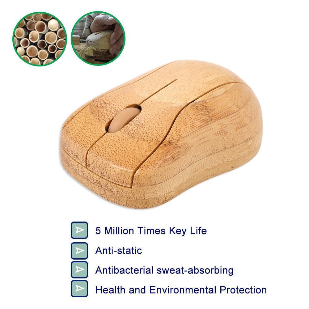 2.4G Wireless Optical Bamboo Mouse 3 Adjustable DPI Computer Mouse with USB yellow