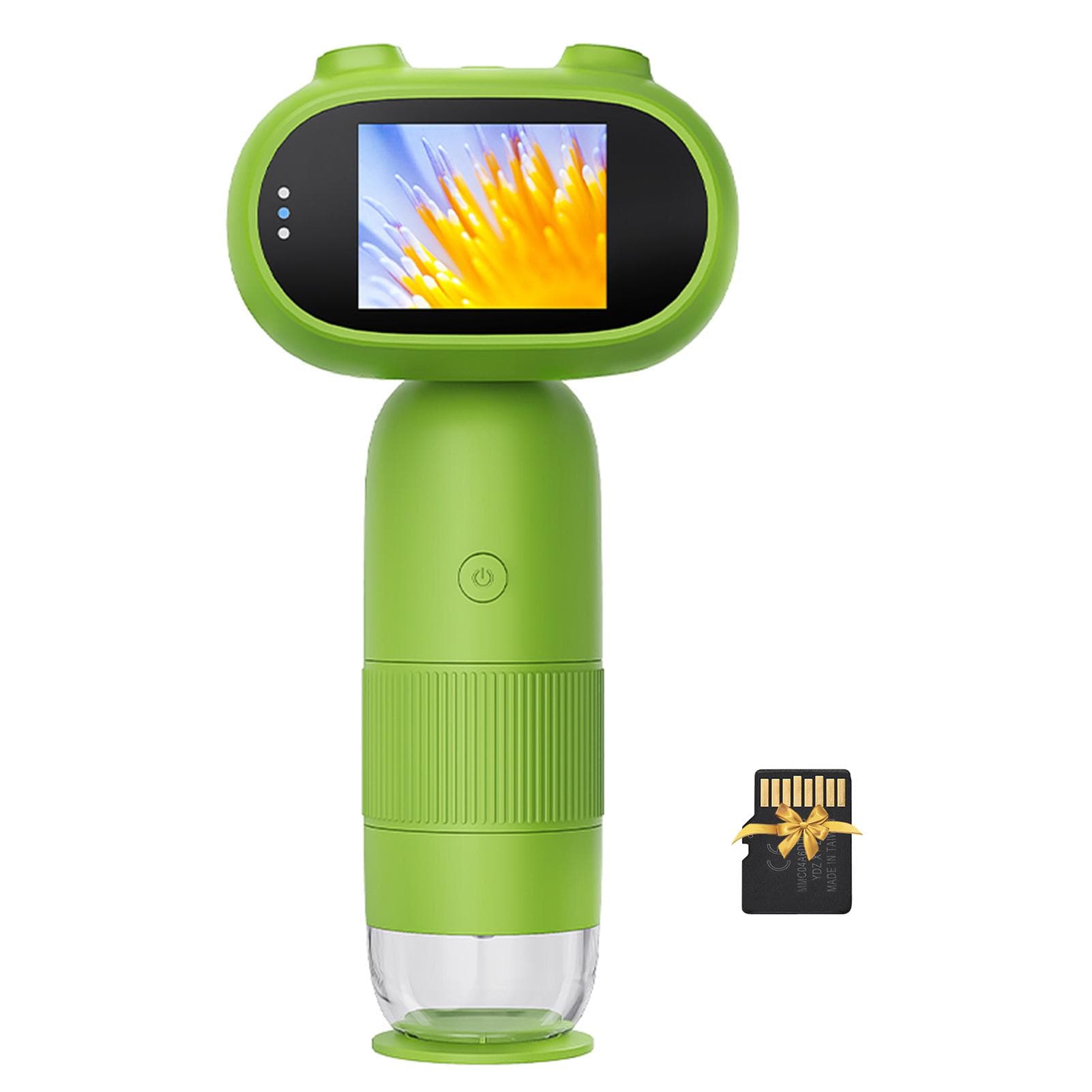 Handheld Digital Microscope for Kids 500X/1000X Magnification 2.0 Inch IPS Screen 16MP Photo 1080P green