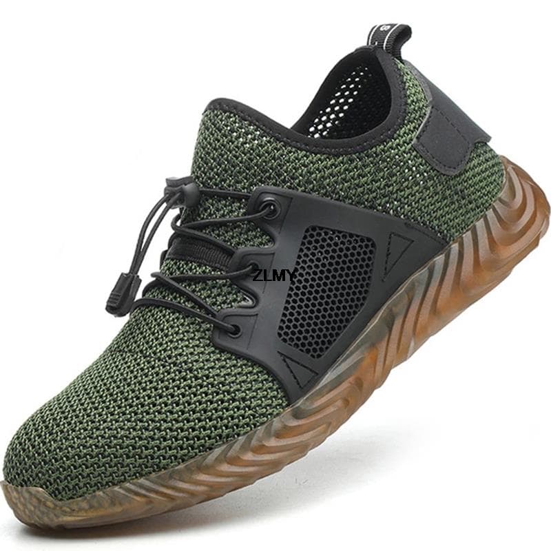 Mesh Safety Shoes Men Summer Steel Toe Work Shoes Puncture Proof Anti-smash Work Safety Boots Man Breathable Security Boots Male 39 green