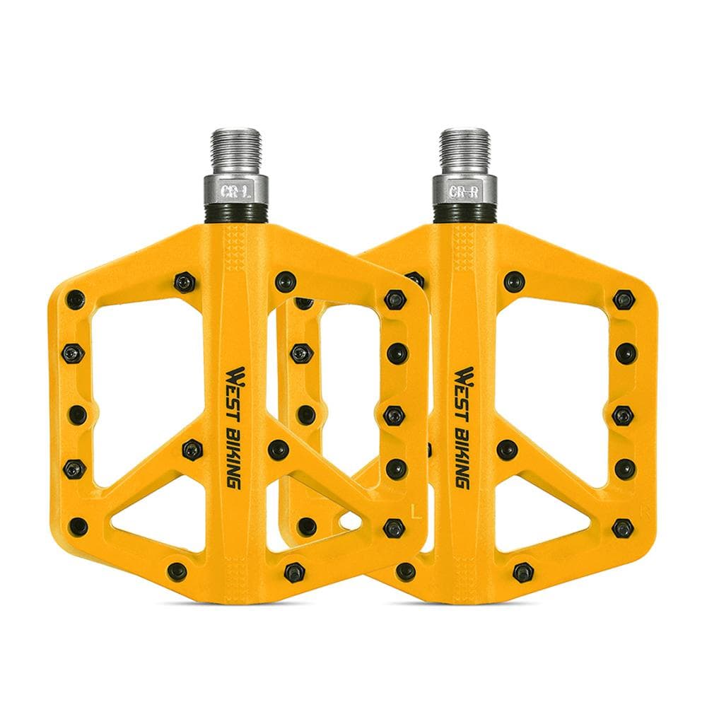 Ultralight Nylon Bicycle Pedals 2 Sealed Bearings Bike Pedals AntiSlip Waterproof Wide Bike Pedals yellow