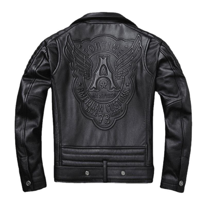 New Genuine Leather Jacket Men 'S Really Natural Cowhide Motorcycle Style Jackets Moto Biker Racer Slim Coat Thick Calfskin XL black