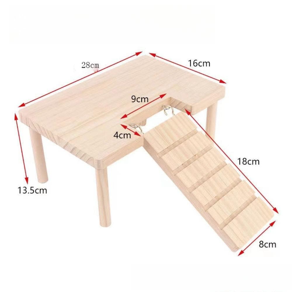 Easy to Install Wooden Ladder Platform Hamster Pet Climbing Toy New Playground for Small Pets C-Small