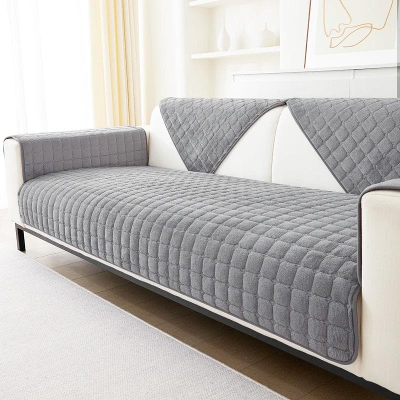Solid Color Non-slip Sofa Cover Thicken Soft Plush Sofa Cushion Towel for Living Room Furniture Decor Slipcovers Couch Covers 90x70cm dark grey