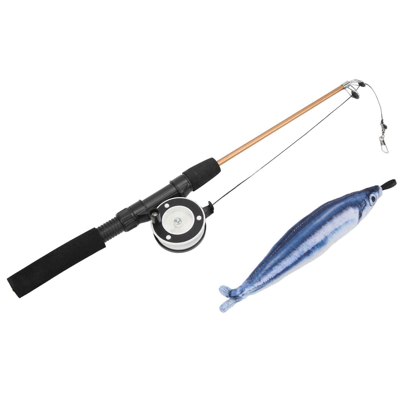 Funny Cat Stick Realistic Flexible Interactive Pulley Telescopic Fishing Rod Cat Toy for Cats(Saury