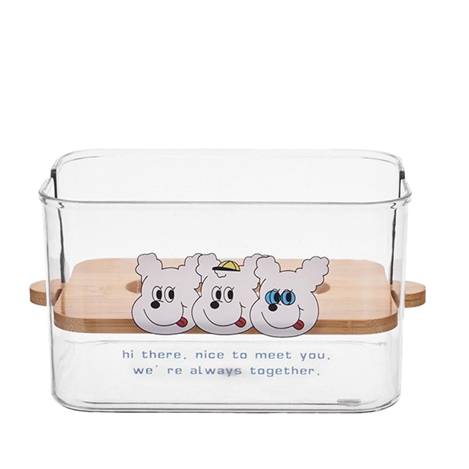 Tissue Holder with Wood Lid Liftable Plastic Facial Paper Box Transparent Napkin Storage Box Type 2 One Size