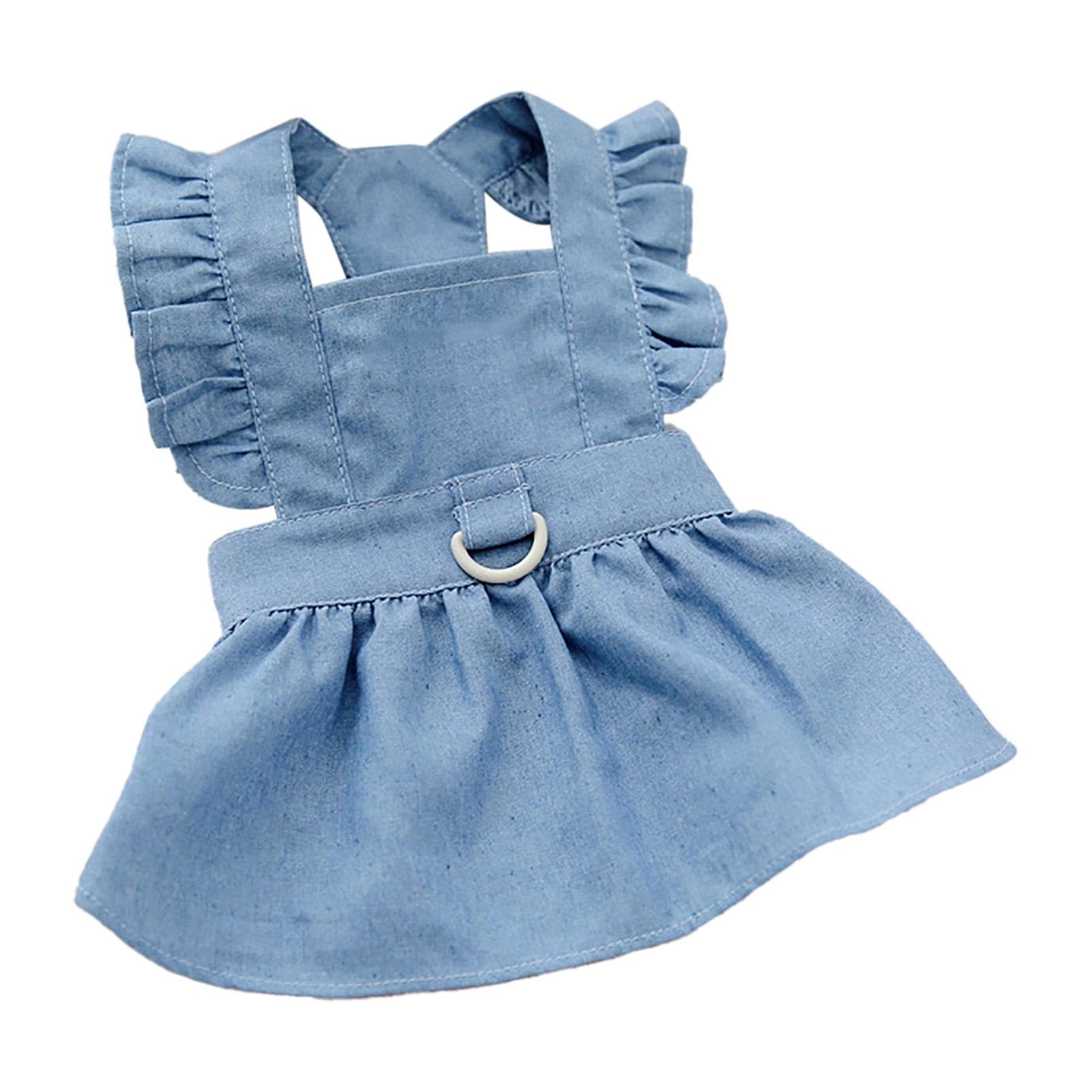 Pet Dress Cute Stylish Comfortable Side Zipper Dog Dress Costume for Spring Summer Light Blue XL S(for 2-4kg) light blue