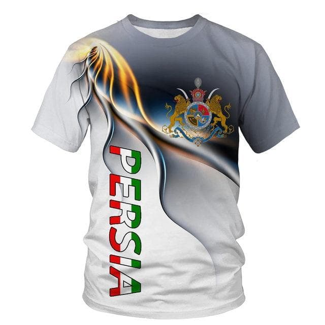 New Fashion Men Persia Flag 3D Print T Shirt Casual Top Short Sleeve Printed O Neck T-Shirt L