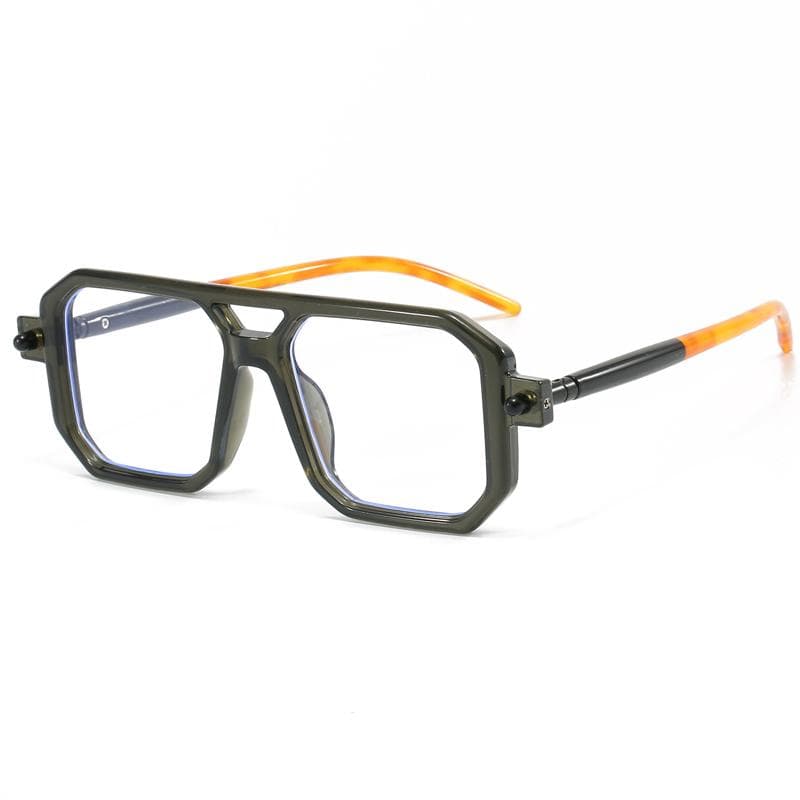 New Vintage Square Sunglasses Double Beam Design Mirror Leg Street Fashion INS Flat Mirror Female Tofu Pudding Style