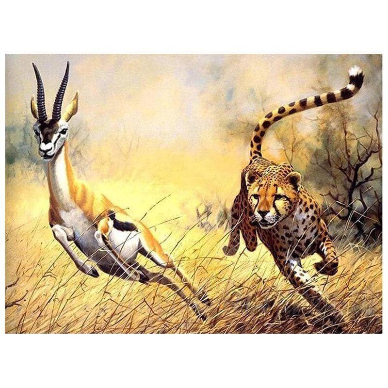 Running Leopard and Giraffe 5d diy diamond embroidery diamond painting 20X30CM