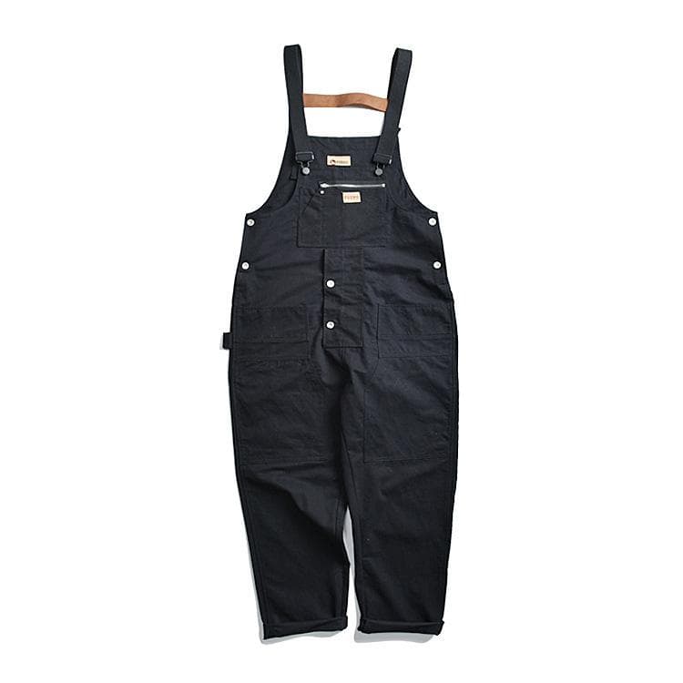 American Multi-pocket Tool Overalls Men's Street Overalls Fashion One-piece Suspenders Overalls Trousers XL black