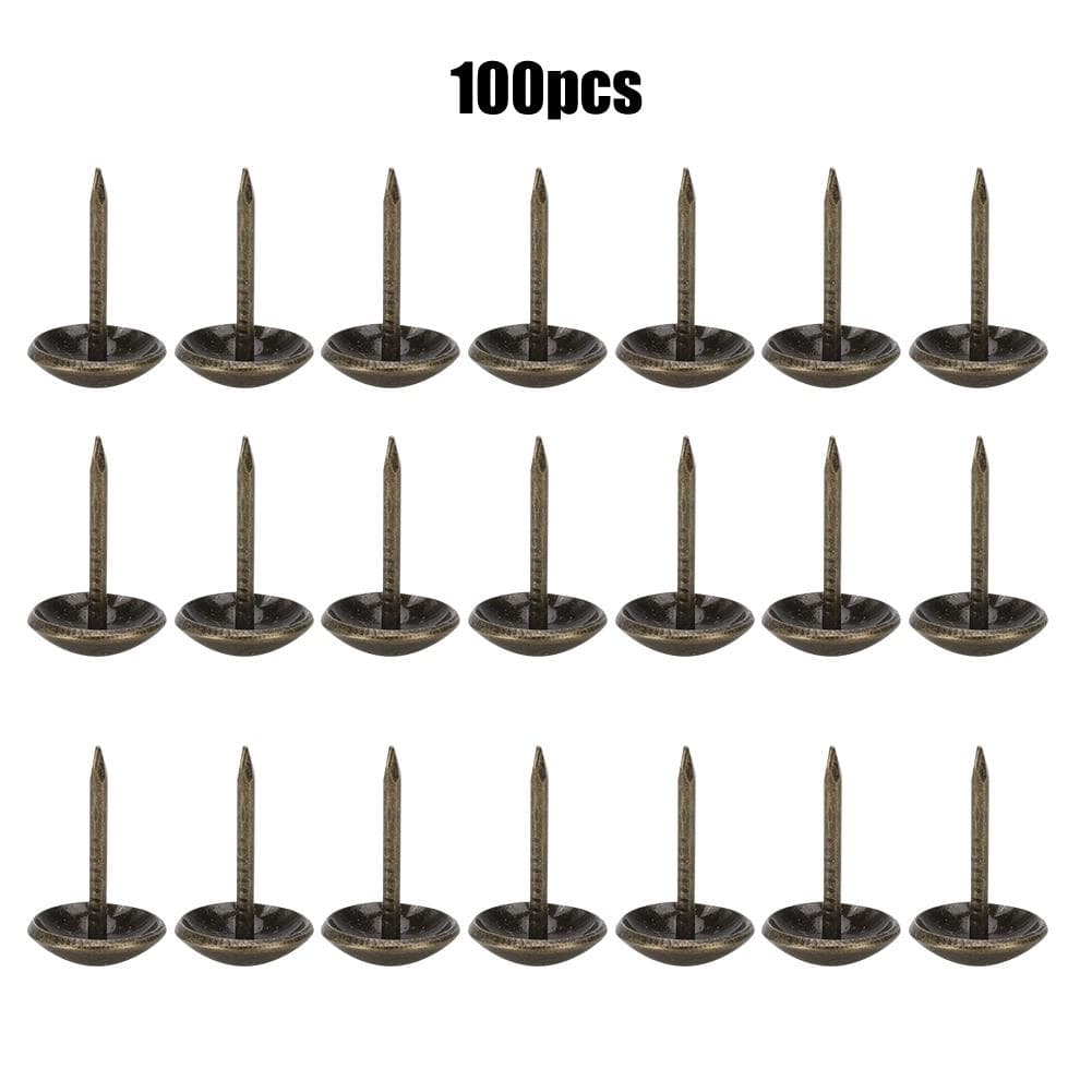 100Pcs Upholstery Nail Antique Brass Iron Furniture Decorative Drawing Pin Accessories 11x17mmGold antique bronze