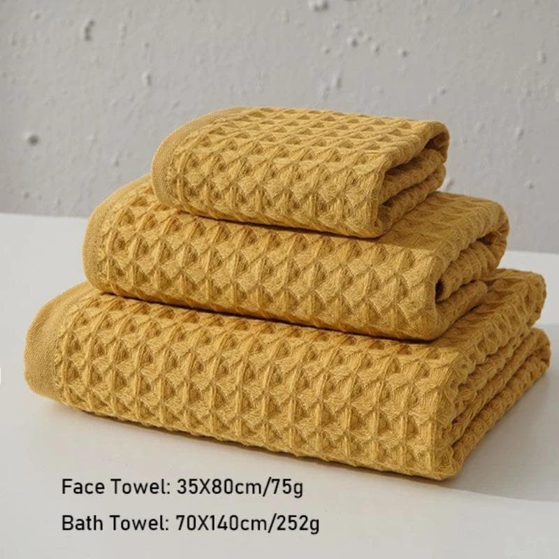 Bathroom Face Towel 100% Cotton Waffle Large Bath Towel Men's 70X140 Soft Child Hotel Gift Hand Towel Hand Towel Women's 34X74 70x140cm yellow