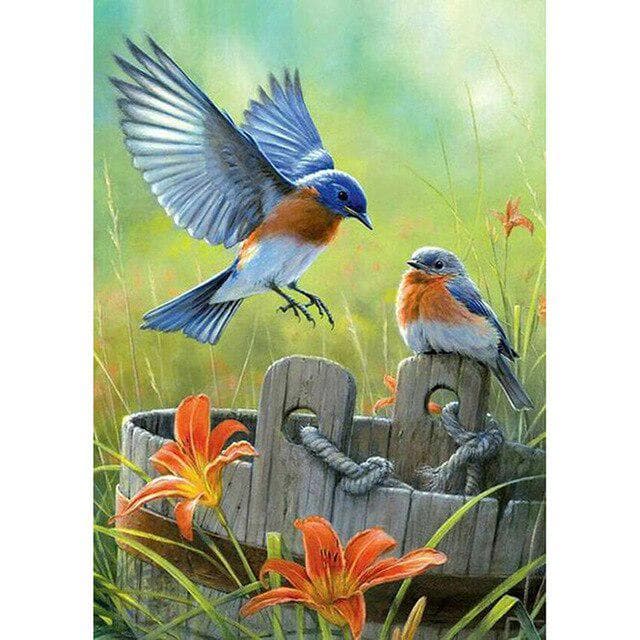 5D Diamond Painting Bird Animal DIY Diamond Embroidery Landscape Flower Full Round Rhinestone 30X40CM ivory