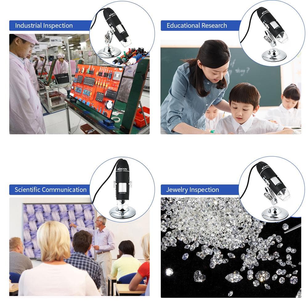 KKmoon 1600X Magnification USB Digital Microscope with OTG Function Endoscope 8-LED Light