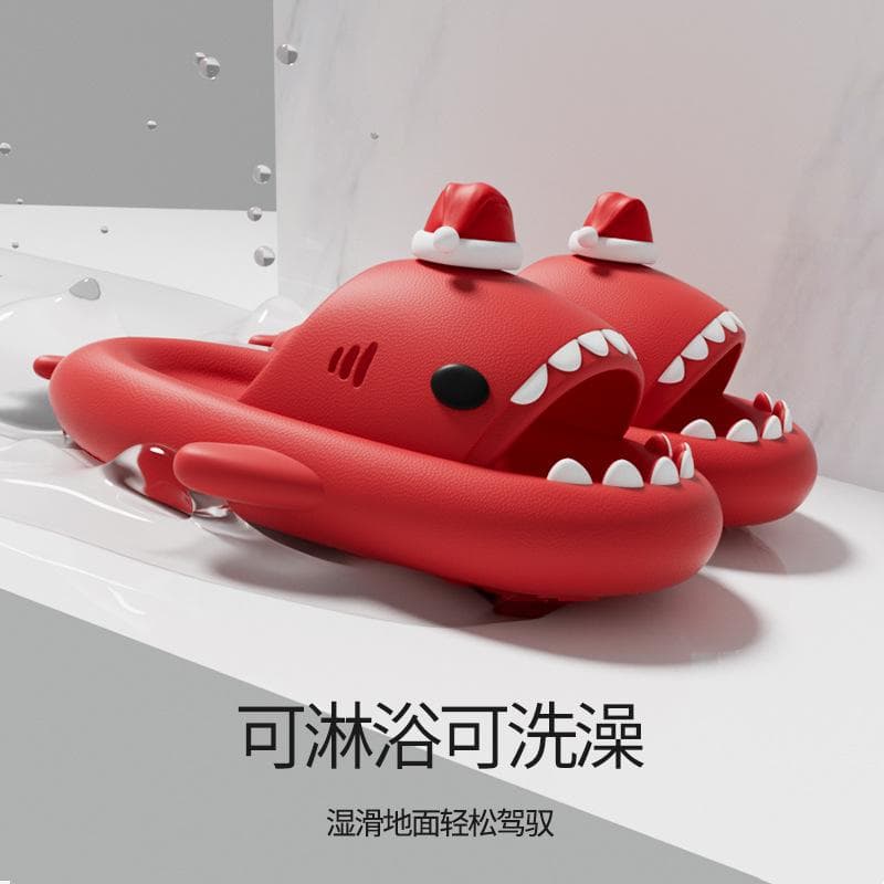 Foreign trade cross-border Christmas hat shark slippers summer hot style couple s home thick-soled 42/43