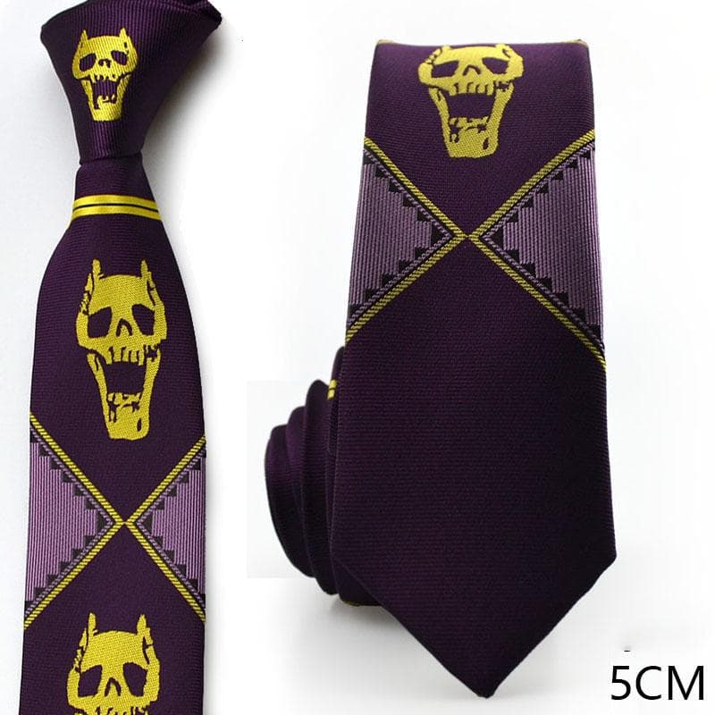 Anime stropdas JoJo Bizarre Adventure KILLER QUEEN Kira Yoshikage Skull Neck Tie Cosplay Kostuums Accessoires man vrouw 5cm purple
