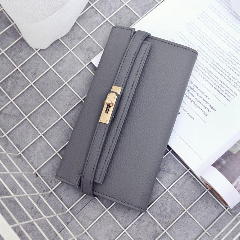 luxury female coin purse women's wallet cash card holder handbag Long Pu leather ladies clutches dark grey