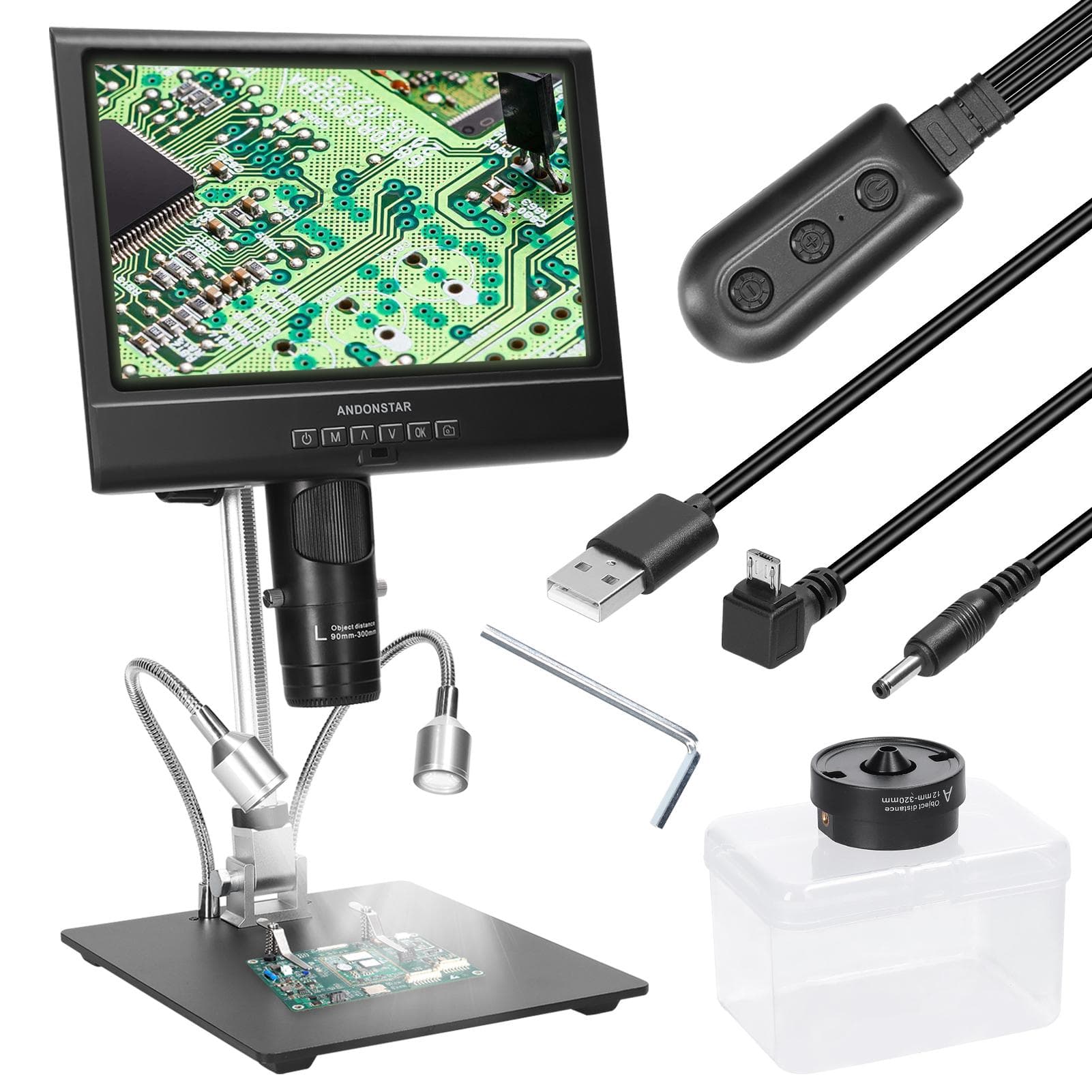 Professional Digital Microscope 1080P 10inch LCD Display 4X Display Magnification Soldering multicolour