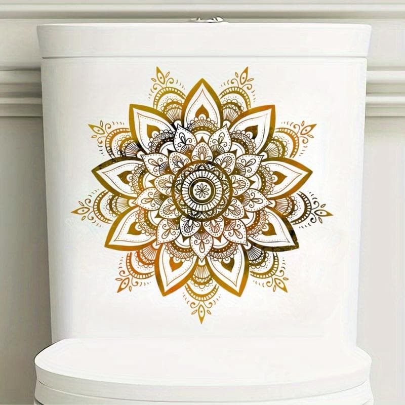 Golden Mandala Self-Adhesive Wall Sticker, Ideal for Decorating Bathrooms, Toilets, Windows, Bathtubs, Doors, Cars, And Living Rooms Or Bedroom golden