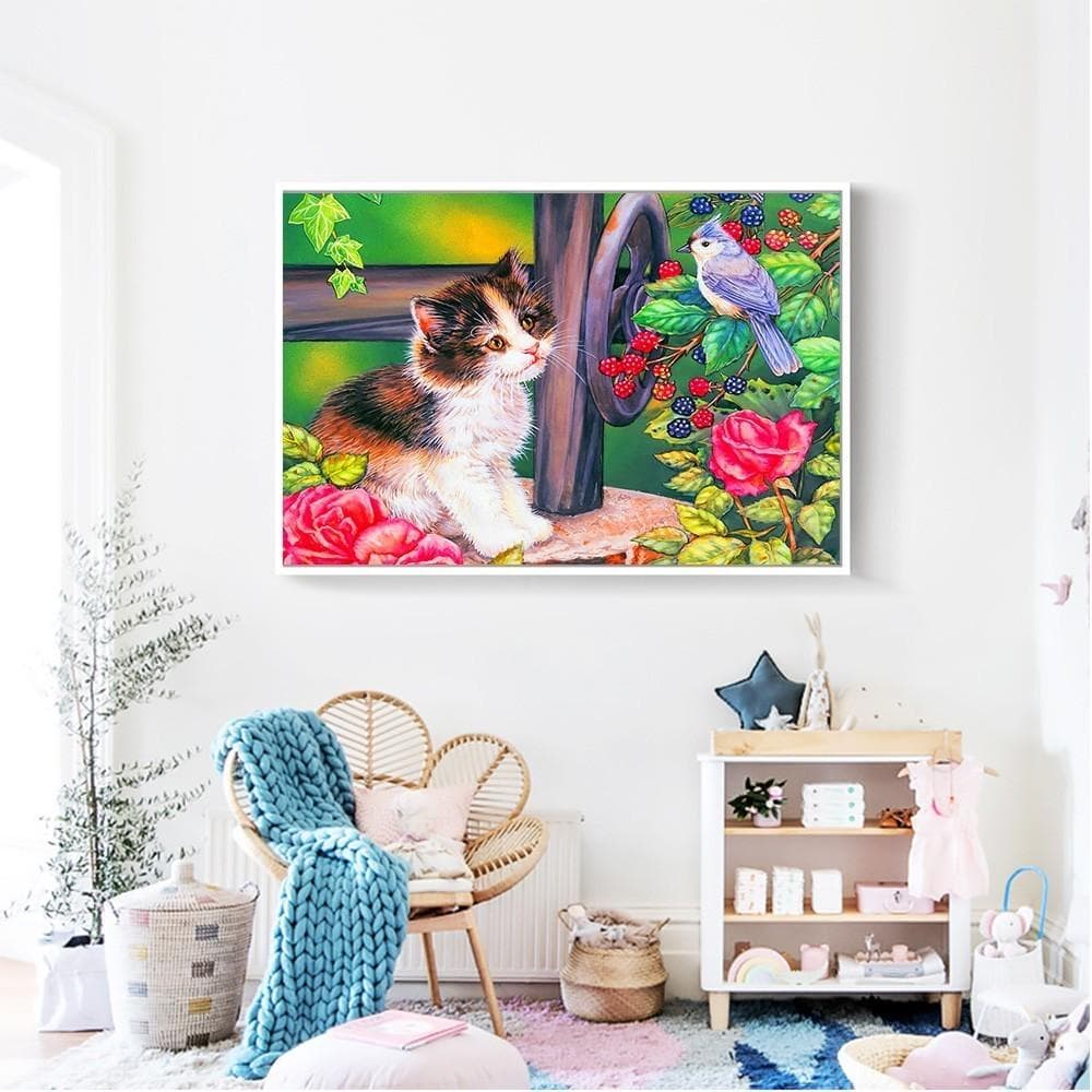 5D DIY Diamond Painting Full Round Animal Cat Embroidery Sale Picture Rhinestone Diamond Home Decor 20X30CM