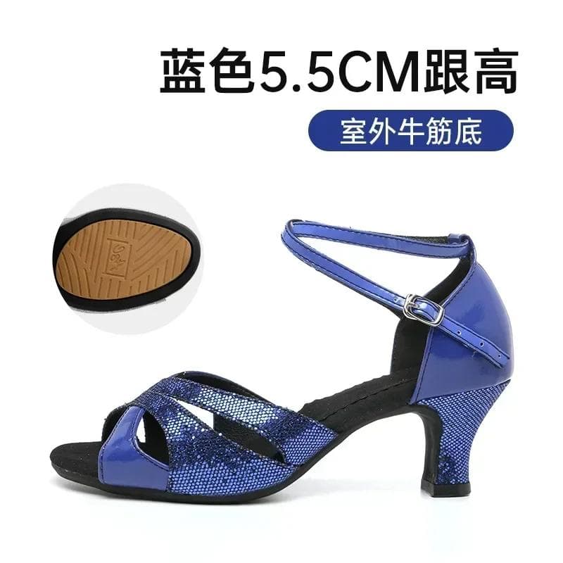 Girls Ballroom Women's Latin Tango Dance Shoes Heeled 3.5cm/5.5cm Sales Silver Gold Black Blue Color Wholesale 38