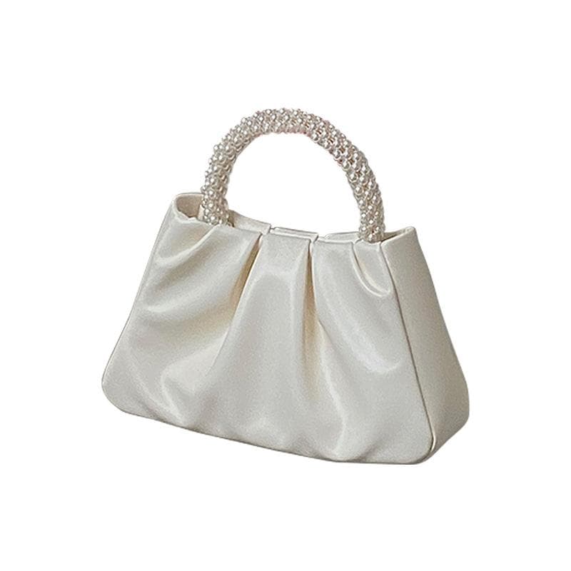 Shoulder Bag White Pearl String PU Cute Delicate Cloud Bag for Phone Lipstick Card White Pearl Bag white
