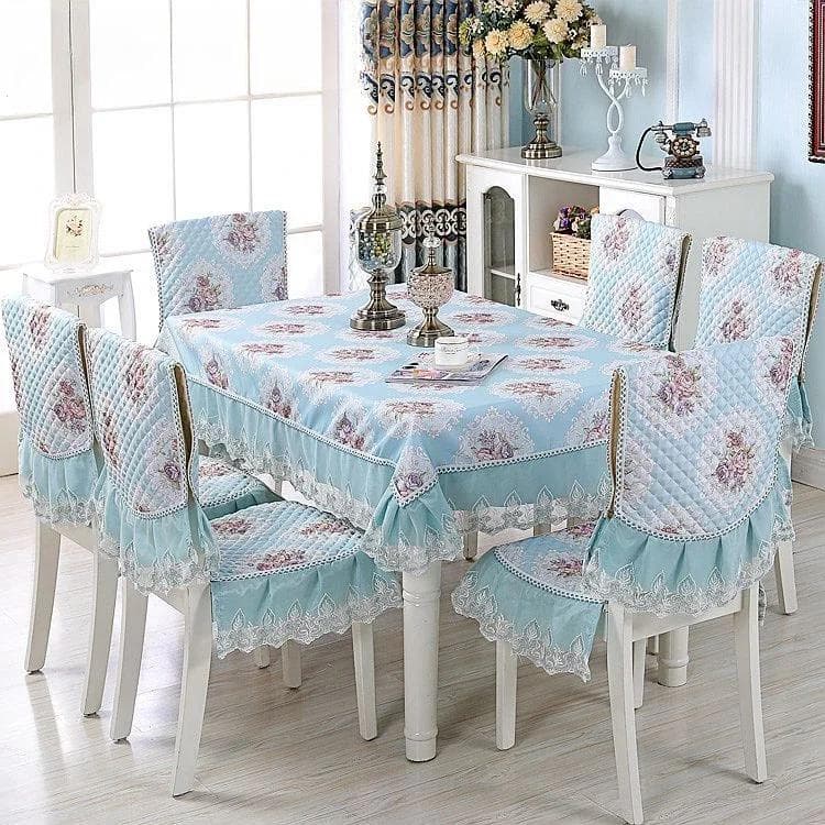 Lace Skirt Hem Chair Cover European Style Dining Table Cloth Cushion Flat Printed Tablecloth Fabric Art Stool Cover Cloth Chair 1 cover 1 back