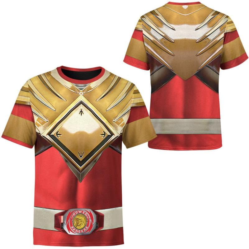 Animation Peripheral Power Rangers Extraordinary Marines 3D Printing Summer Casual Short Sleeve Loose Men's and Women's T-Shirts L