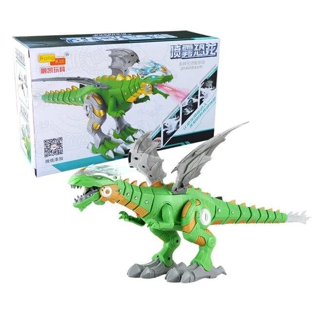 New Large Size 47cm Electronic Walking Dinosaur Spray Mechanical Dinosaur Roar Flash Cartoon Robot Educational Game Console Children Toy Gift green
