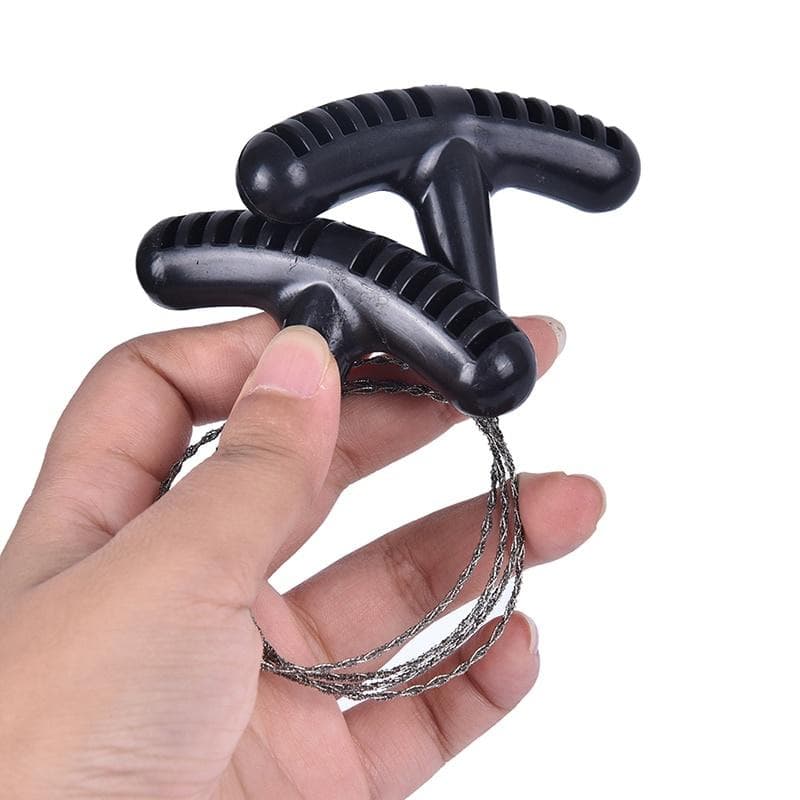 Manual Hand Steel Rope Chain Saw Practical Portable Emergency Survival Gear Steel Wire Kits Travel Tools black