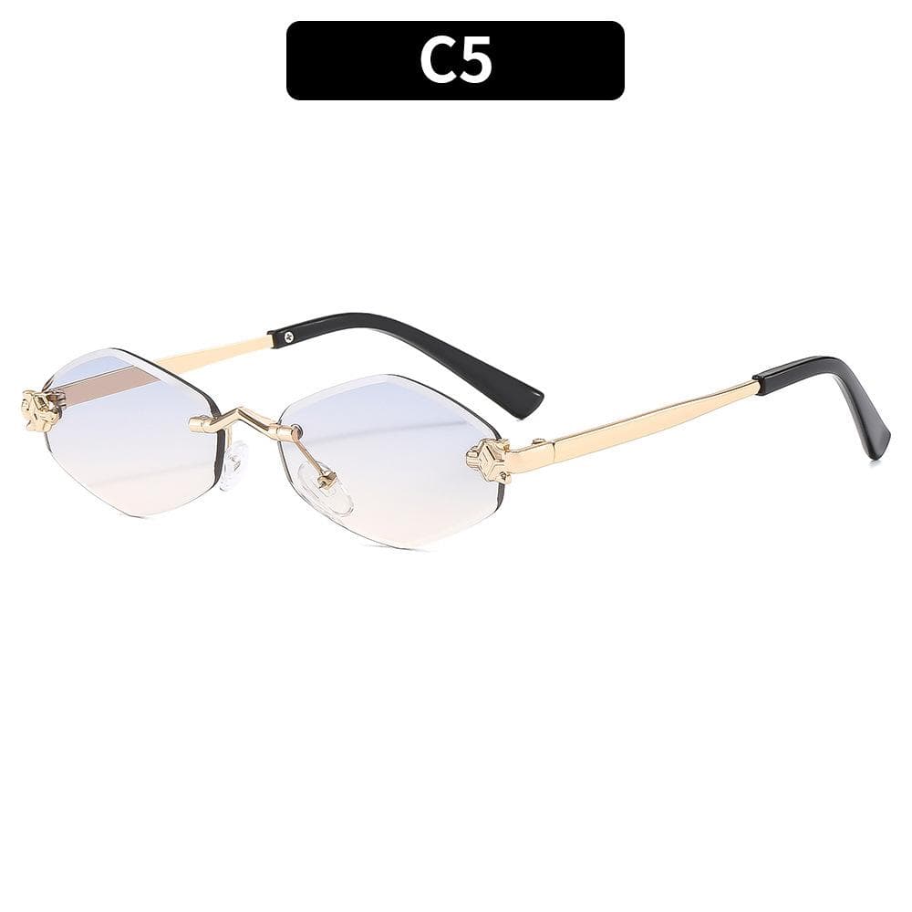 Fashion Small Polygonal Sunglasses Women Luxury Brand Brown Rhombus Vintage Metal Shades Eyewear
