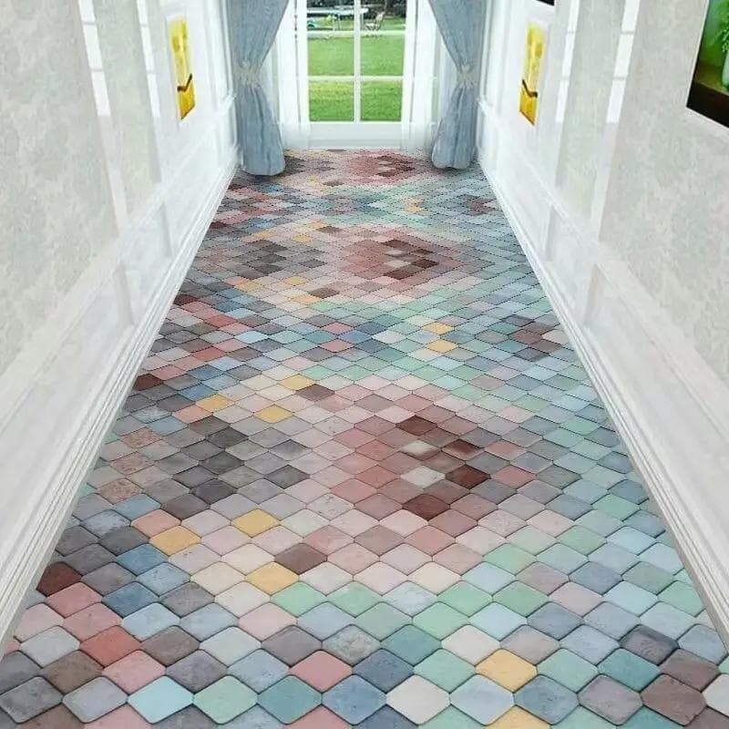 Nordic Style Living Room Area Rug Corridor Hallway Carpet Abstract Geometric Bedroom Rugs Kitchen Mat Crystal Velvet Doormat 60x90cm