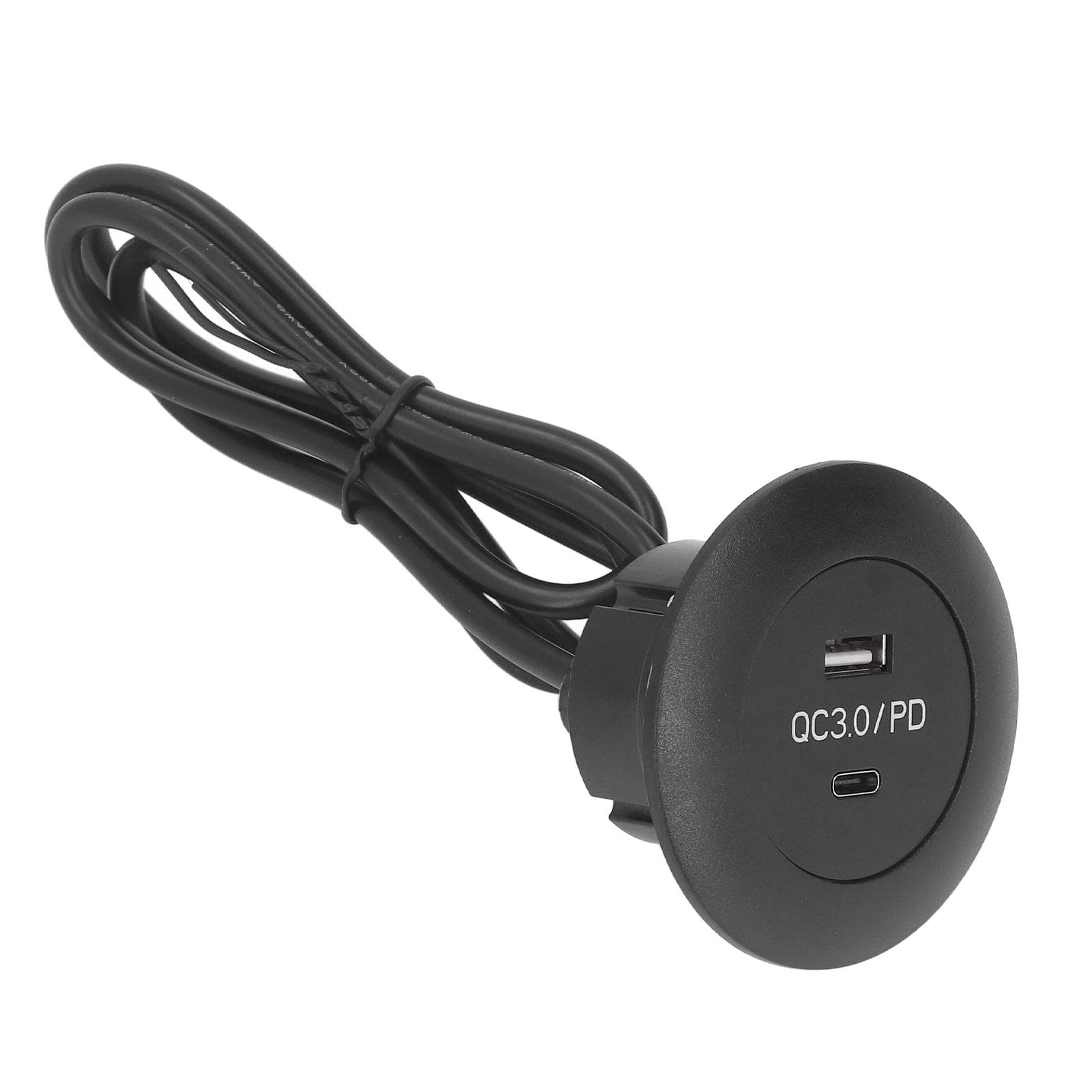 Embedded Charging Round Port QC3.0 Fast Charging Phone Desktop Charger Station for Home 12?30V 30W black