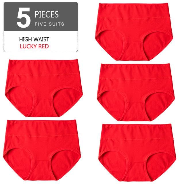 5Pcs Breathable Cotton Panties High Waist Briefs Women's Underwear Ladies Underpants Size M-XXL XXL