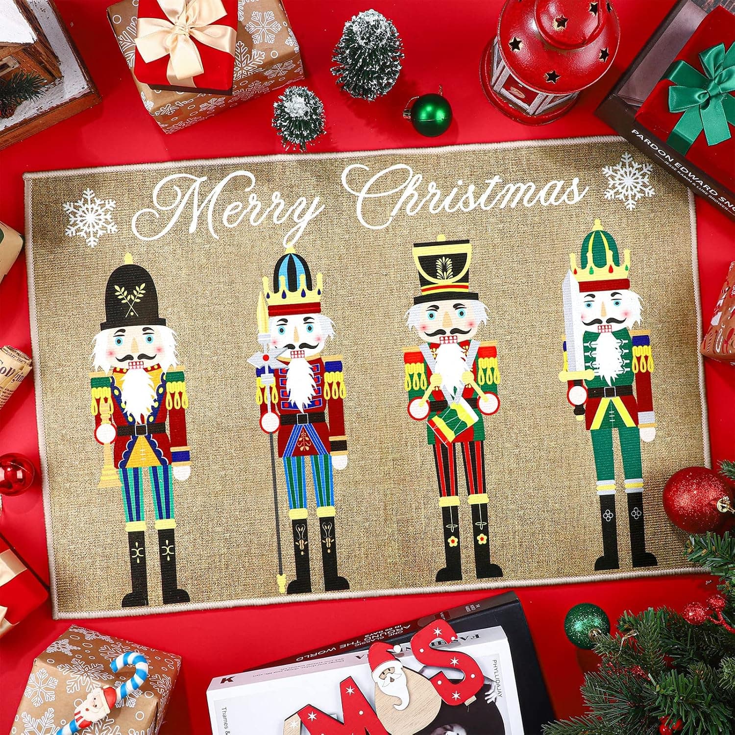 Christmas Nutcracker floor mat Home Decor Christmas Warrior Front Door Kitchen rug Merry Christmas Welcome mat 40X60CM(1.3X2FT