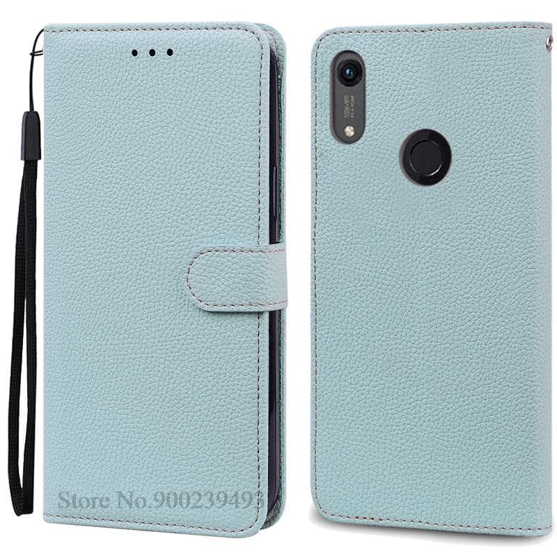 For Huawei Y6 2019 Case Leather Flip Wallet Case For Coque Huawei Y6 Prime 2019 MRD-LX1 Flip Case for Huawei Y6S Cover Fundas Y6 2019 light blue