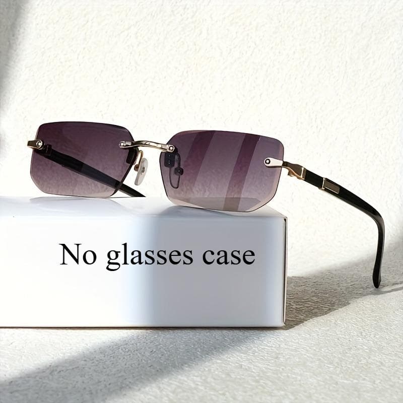 Men's Y2K Square Frameless Glasses Fashion Decorative Lens Regular Size for Daily Casual Wear Trendy Accessory