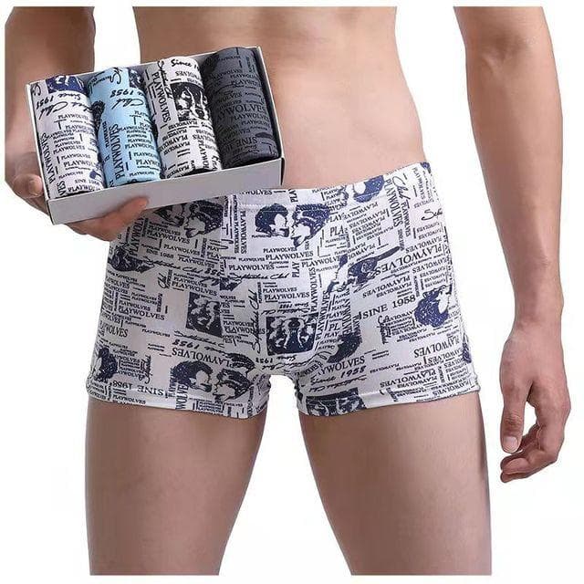 Men's Panties 4pcs/Lot Male Underpants Man Pack Shorts Boxers Underwear Fashion Sexy Mens Boxer Bamboo Hole Large Size L-4XL XL